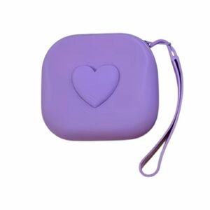 Purple Silicone Pouch/Purse/Wristlet With Purple Heart and Wristlet Strap NWT